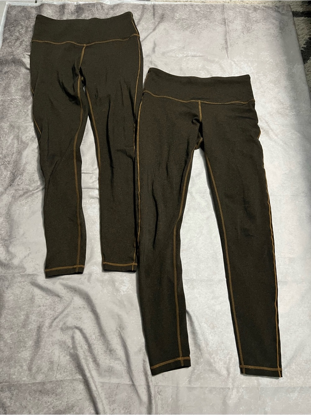 Prana Olive Green Leggings with Contrast Stitching